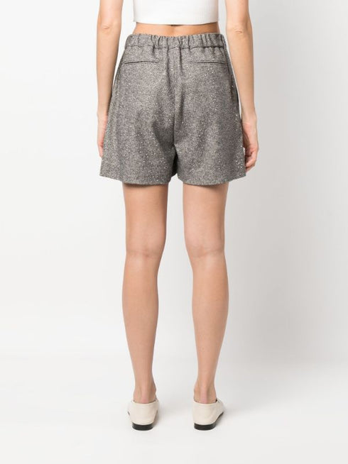 shorts plisados en mezcla de lana